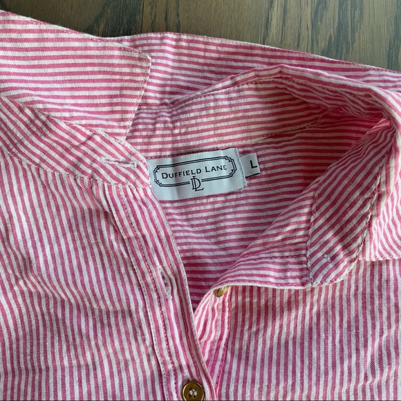 Duffield Lane Pink Seersucker Blouse Sz L - Picture 2 of 3